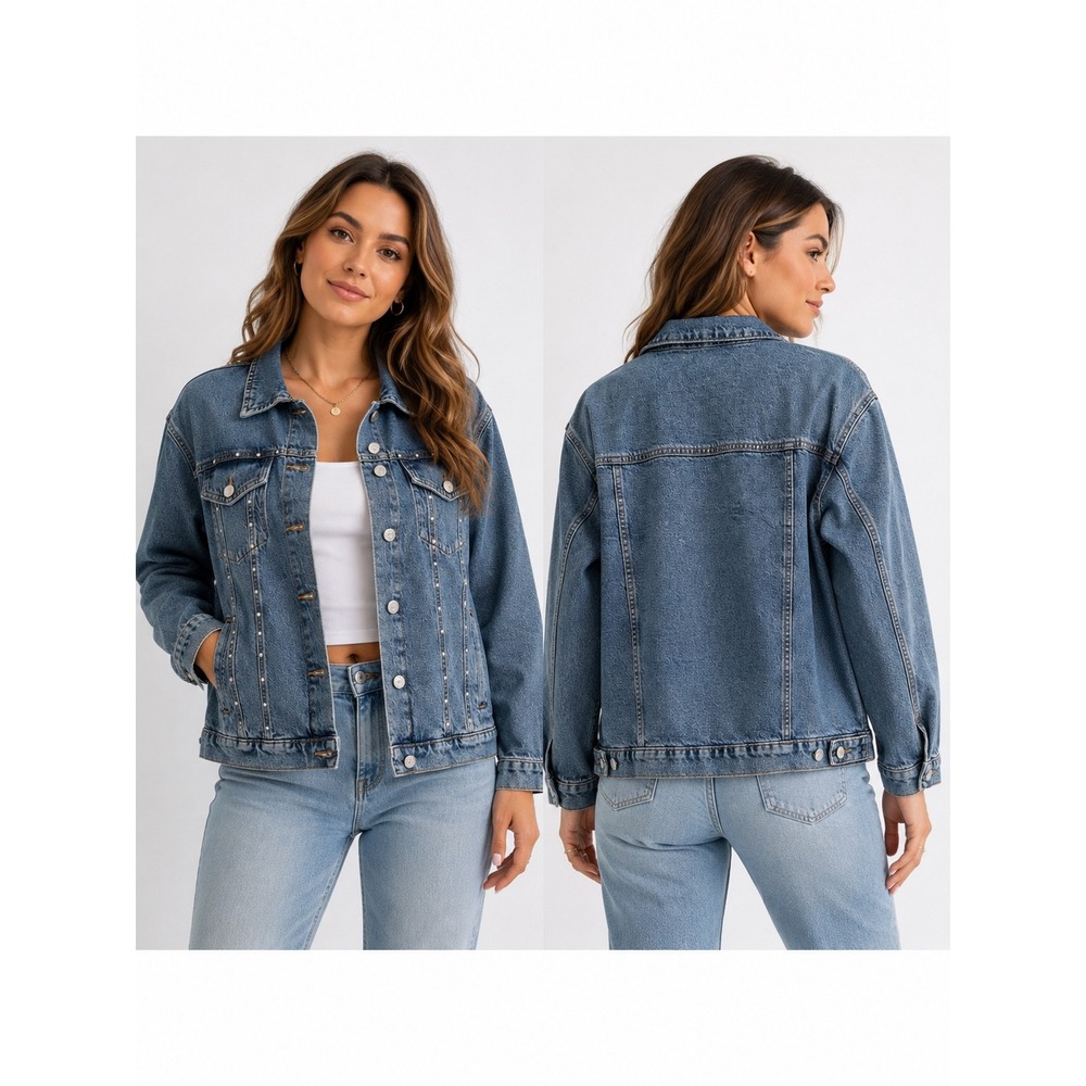 Maurices Plus Size 0X Studded Denim Jacket NWT Blue Jean Jacket